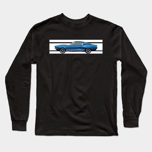 Mustang Shelby Cobra GT350 GT500 Performance Blue 67 Long Sleeve T-Shirt by cowtown_cowboy